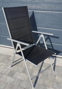 Záhradná polohovateľná stolička v čiernej farbe