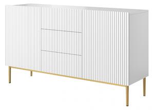 Komoda Nicole 150 cm s 3 zásuvkami - biely mat / zlatá