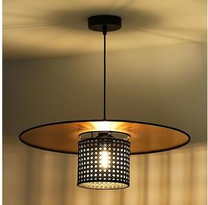 Duolla - Luster na lanku TOKYO RATTAN 1xE27/15W/230V pr. 50 cm zlatá/čierna