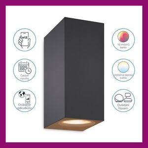 Wiz Colors 8719514554610 nástenné svietidlo 2xGU10 | 2x5W | 345lm | 2200-6500K | RGB - čierna