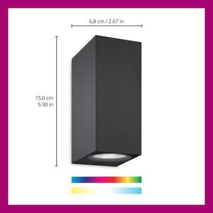 Wiz Colors 8719514554610 nástenné svietidlo 2xGU10 | 2x5W | 345lm | 2200-6500K | RGB - čierna