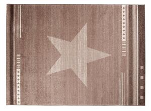 Moderný kusový koberec MAROKO - CENTER STAR tmavo béžový L916A - 140x190 cm
