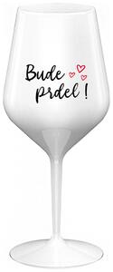 Bielý nerozbitný pohár na víno 470 ml - BUDE PRDEL!