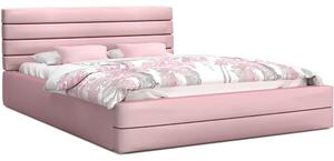 Luxusná manželská posteľ TOPAZ ružová 160x200 semiš s kovovým roštom