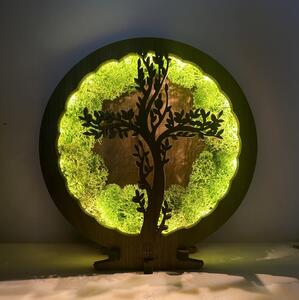 Lampa na stôl s machovou dekoráciou