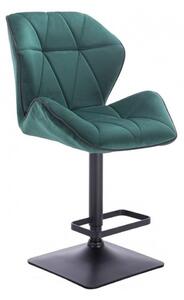 LuxuryForm Barová stolička MILANO MAX VELUR na čiernej hranatej podstave - zelená