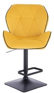 LuxuryForm Barová stolička MILANO MAX VELUR na čiernej hranatej podstave - žltá