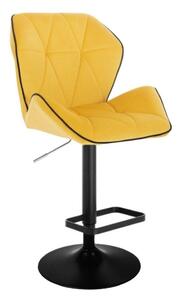 LuxuryForm Barová stolička MILANO MAX VELUR na čiernom tanieri - žltá