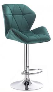 LuxuryForm Barová stolička MILANO MAX VELUR na striebornom tanieri - zelená