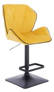 LuxuryForm Barová stolička MILANO MAX VELUR na čiernej hranatej podstave - žltá
