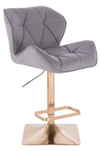 LuxuryForm Barová stolička MILANO na zlatej hranatej podstave - šedá