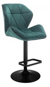 LuxuryForm Barová stolička MILANO MAX VELUR na čiernom tanieri - zelená