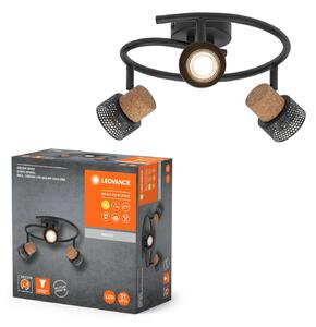 LEDVANCE LED stropný reflektor Cork, GU10, 3-svetelný, špirálový, čierny