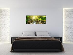 Obraz rieky v zelenom lese (120x50 cm)