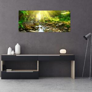 Obraz rieky v zelenom lese (120x50 cm)