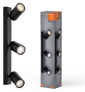 LEDVANCE Osemhranný LED reflektor, stmievateľný, s tromi žiarovkami, čierny
