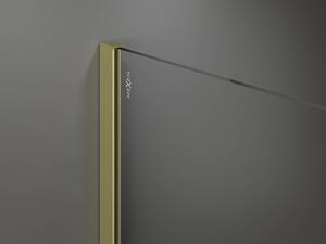 Mexen Kioto, sprchová zástena Walk-In 100 x 200 cm, 8mm číre sklo čierny vzor, zlatý matný profil, 800-100-101-55-77