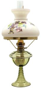Floriánova huť Petrolejová lampa JASMÍNA 50 cm lesná zelená s kvetinovým tienidlem FL0063 + záruka 3 roky zadarmo