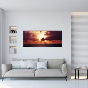 Obraz slnko za mrakmi (120x50 cm)