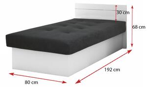 Jednolôžková posteľ s úložnými priestorom Emily Plus 80x190 - biela