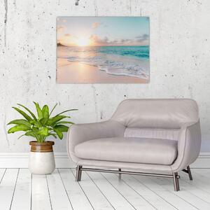 Sklenený obraz - Snová pláž (70x50 cm)