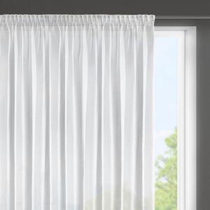 Biela záclona na páske ESEL vyrobená z hladkej lesklej látky 350x150 cm