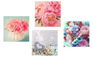 Set obrazov vintage lucernička s kvetinami
