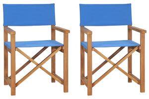 Skladacie režisérske stoličky 2 ks modré tíkový masív