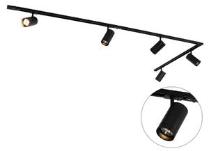 Moderný 1-fázový koľajnicový systém s 5 reflektormi AR70 čierny - Jeana Luxe