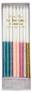 Tortové sviečky Multicolour Glitter Dipped 16 ks