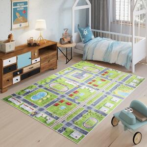 Detský koberec s motívom zeleného mestečka Šírka: 80 cm | Dĺžka: 150 cm