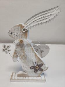 Zajac s kvietkom drevo+kov PL0018 - Dekorácia