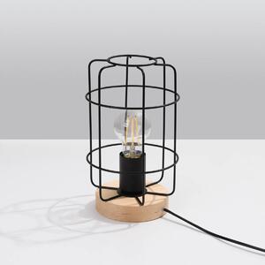Stolná lampa Gotto, 1x drevené/čierne Drôt || Kovené tienidlo