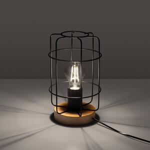 Stolná lampa Gotto, 1x drevené/čierne drôtené tienidlo