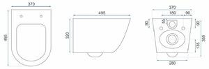 Rea Carlos Slim Lava Shiny, závesná WC misa Rimless 49,5x37x35,5 cm, imitácia kameňa, REA-C0536