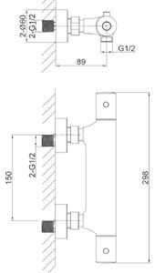Sapho, KIMURA nástenná sprchová termostatická batéria, chróm, KU211