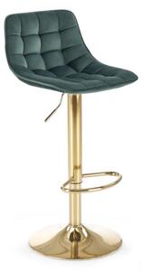 Barová stolička RUDLA, 43x84-106x44, tmavo zelená/zlatá