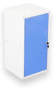 Šatníková skrinka s uzamykateľným boxom 700 x 350 x 350 mm, cylindrický zámok, modré dvere
