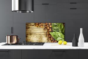 Nástenný panel  Zrnká káva listy kuchyňa 100x50 cm