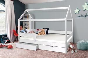Detská posteľ domček Martin s úložným priestorom 90x200 - biela