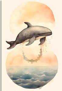Obraz zasnená veľryba v západe slnka
