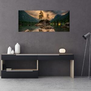Obraz - jazero v horách (120x50 cm)