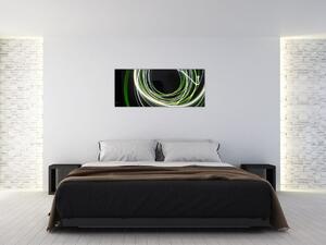 Obraz zelených čiar (120x50 cm)