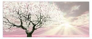 Ružový obraz stromu (120x50 cm)