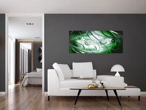 Zelený abstraktný obraz (120x50 cm)