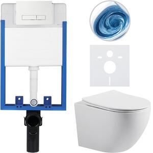 CERANO - Kompletný podomietkový WC set Lite/Cesso - biela lesklá - WC tlačidlo Slim, biele - na zamurovanie - 49x36 cm