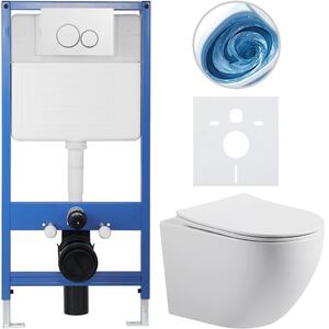 CERANO - Kompletný podomietkový WC set Lite/Cesso - biela lesklá - WC tlačidlo Duo, biela - predstenová inštalácia - 49x36 cm