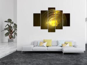 Obraz žltej abstraktnej špirály (150x105 cm)