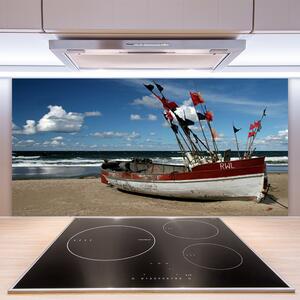 Nástenný panel  More pláž loďka krajina 100x50 cm
