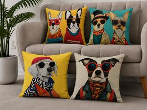 XPOSE® Set obliečok na vankúš POP-ART DOG (digitálna tlač) 43x43 cm - set 4ks